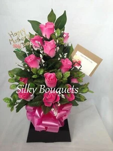 Ramo de rosas de flores de seda docena caja artificial arreglo de regalo entregado Nana - Imagen 1 de 4