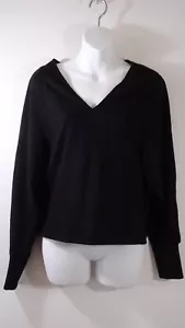 Banana Republic Women's Black Ribbed V Neck Long Bell Sleeve Top XS NWT - Picture 1 of 10