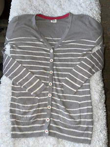 Mini Boden Girls Sz. 13/14 Soft Stretch Striped Cardigan Sweater. Cute, Fun