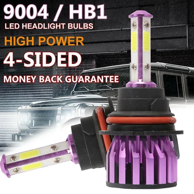 120W 12800LM LED Headlight Kit HB1 9004 Hi/Lo Beams 6000K White Bulbs 4-Sided - Image 1 of 4