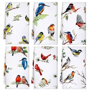Set of 6 Birds Kitchen Towels Hummingbird Tea Towels Absorbent Dish Towels Bi... - Picture 1 of 7