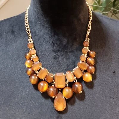 Women Fashion Amber Lucite Asymmetric Collar Necklace Jewelry with Lobster Clasp - Image 1 of 4