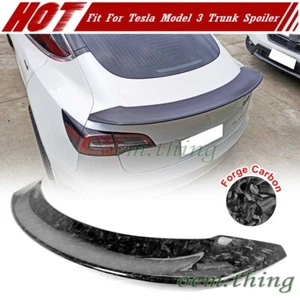 Fit FOR 2017-2023 Tesla Model 3 Sedan Rear Trunk Spoiler Forge Carbon Fiber - Bild 1 von 8