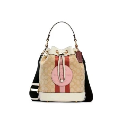COACH DEMPSEY DRAWSTRING BUCKET BAG IN SIGNATURE JACQUARD WITH STRIPE AND PATCH - Image 1 of 4