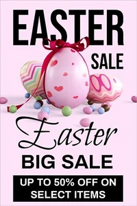 Easter SALE up to 50% off select items advertising poster sign 24"x 36" - Picture 1 of 3