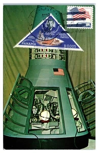 Maqueta de dos hombres Gemini nave espacial Estados Unidos y Panamá sello c1965 postal - Imagen 1 de 3