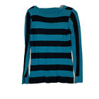 NICHOLAI teal Black Striped Wool Rabbit Hair Fitted Sweater Womens Size L