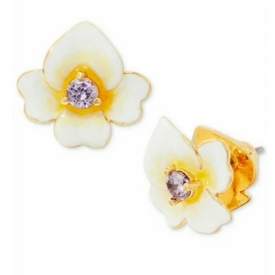 kate spade - precious pansy- enamel stud earrings - yellow multi -NWT- $48  C56 - Image 1 of 4