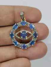Natural Kyanite Pendant Evil Eye Pendant 925 Sterling Silver Diamond Pendant