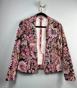 Paraphrase Paisley & Floral Cord Y2K Rosa & Braun Retro Größe 8 Blazer - Bild 1 von 8