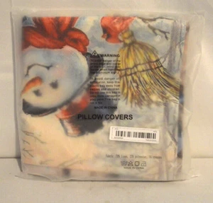 Christmas Snowman Canvas Feel Printed Pillow Covers Set of 4 - Picture 1 of 6
