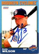 Andy Wilson autographed baseball card (Brooklyn Cyclones) 2003 Choice #37
