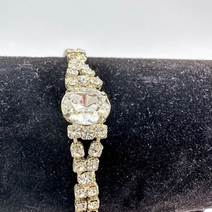 Lind Vintage Nachlass Armband versilbert weiß klar Kristall 7" signiert - Bild 1 von 5