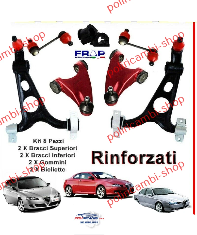 Kit Bracci oscillanti Trapezi Inf SUP rinforzati Frap ALFA ROMEO 147 156 GT