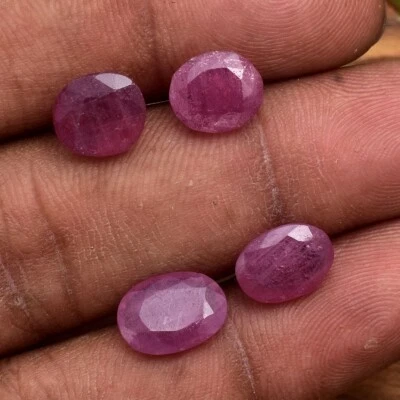 4 Pcs Natural Ruby Stunning Red 9mm-11mm Oval Faceted Cut Loose Gemstones Lot - Image 1 of 4