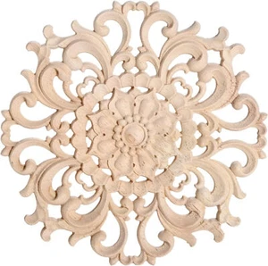 4pc Wood Carved Corner Onlay Applique Unpainted Frame Decal Home Furniture Decor - Picture 1 of 13