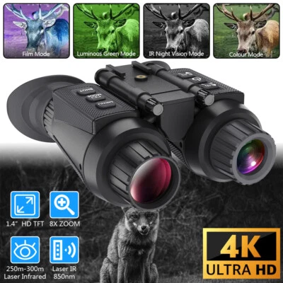 Hunting Digital Infrared Night Vision Binoculars 4K 3D Goggles 8X Zoom Telescope - Image 1 of 4