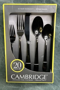 Cambridge Byram Negro 20 Piezas Cubiertos Forjados Servicio para Cuatro Acero Inoxidable - Imagen 1 de 5
