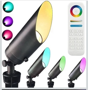RGB Niedervolt Landschaftsbeleuchtung, Messing Farbwechsel Landschaft 4er Pack - Bild 1 von 12