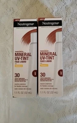 Paquete de 2 Neutrogena Purescreen + Tinte UV Mineral FPS 30 Profundo 1.1 OZ Ex 12/26 Foto 1 de 3