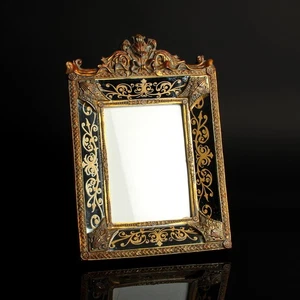 Bilderrahmen dekorativ prunkvoll Spiegelrahmen mit Golddekor Holz vintage - Picture 1 of 8