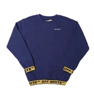 Sudadera industrial cuello redondo con logotipo para niños blanco roto en azul - Imagen 1 de 2