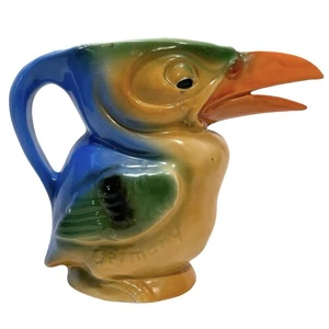 Vintage 1930s German Colorful Toucan Bird Art Pottery Creamer/Pitcher Art Deco - Picture 1 of 11