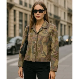 Chaqueta Barn Fly Mujer Multicolor Patchwork Tapiz Abotonada De Colección Talla S - Imagen 1 de 16