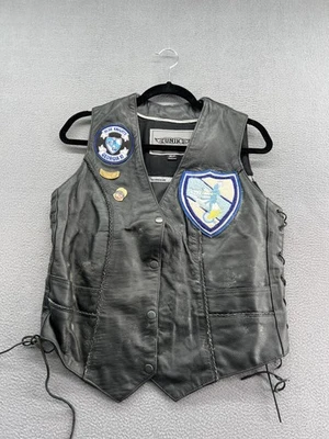 UNIK Premium Leather Motorcycle Vest Mens XLT Blue Knights Georgia XI Patches - Image 1 of 4