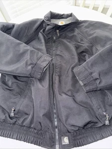 Vintage Carhartt Mantel Herren Schwarz Fleece Gefüttert Full Zip Nylon Jacke Größe Xxl - Bild 1 von 6