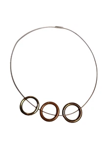 Vintage minimalistisch Handwerk dünne dreifarbige Ringe offen Kreis Draht Halsband Halskette - Bild 1 von 24
