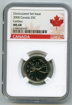 2000 NO ' W ' MINT CANADA 25 CENT NGC MS68 UNC QUARTER DOLLAR - Image 1 of 2