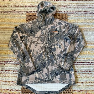 Sitka Gear Camo 1/4 Zip Tech Fleece Anorak Hoodie Hoody Green Men's Large L - Picture 1 of 3