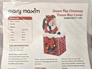 Kit de lona de plástico Mary Maxim Santa Down The Chimney caja de pañuelos cubierta Navidad - Imagen 1 de 11