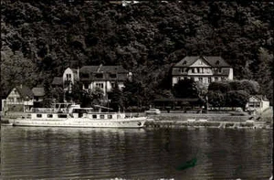 Brodenbach 1964 Posthotel Hotel Fluß Mosel Schiff Boot Häuser Landschaft Bäume - Picture 1 of 1