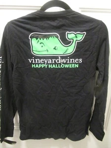 VINEYARD VINES L/S HALLOWEEN GLOW FRANKENWHALE KIDS BLACK TEE SIZE LARGE (16) - Picture 1 of 3