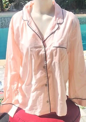 Victorias Secret Raro Vintage L Algodón Pijama Camisa para Dormir Top Rosa Botón Abajo  Foto 1 de 4