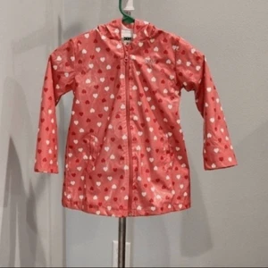 DKNY Kids white/red heart print pink rain Coat, size 4T - Picture 1 of 7