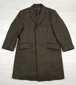 M&S Sartorial Moon Yorkshire Tweed Men's Overcheck Herringbone Overcoat, Size L - Picture 1 of 11