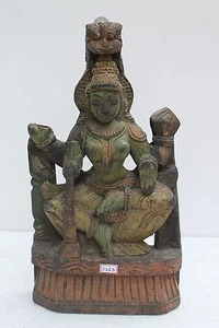 Vintage Old Hand Carved Wooden Goddess Laxmi Wall Hanging Figurine Statue NH2263 - Picture 1 of 10