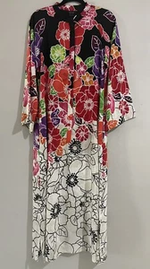 Para mujer Natori con cremallera frontal estampado floral negro/rojo/verde/blanco talla mediana - Imagen 1 de 4