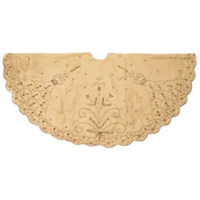 Falda árbol de Navidad Kurt Adler con detalles artesanales, dorada, 48 pulgadas Foto 1 de 2