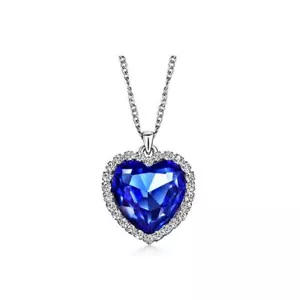Collar para mujer azul oscuro estilo Titanic corazón del océano joyería de cristal Reino Unido - Imagen 1 de 4