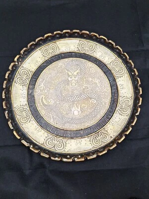 De Colección Raro Jade Hetiano Natural Tallado a Mano Fengshui Dragón Loon 16" Bandeja, Plato, Decoración Foto 1 de 4