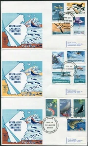 1973 AAT Food Chains And Aircraft Definitivie's Set Of 3 Base Cancel WCS FDCs - Bild 1 von 1