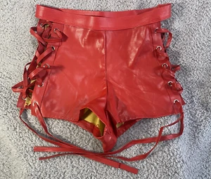 Oopa! Rote Damenshorts Größe Medium Schnürung heiße Shorts Vintage - Bild 1 von 4