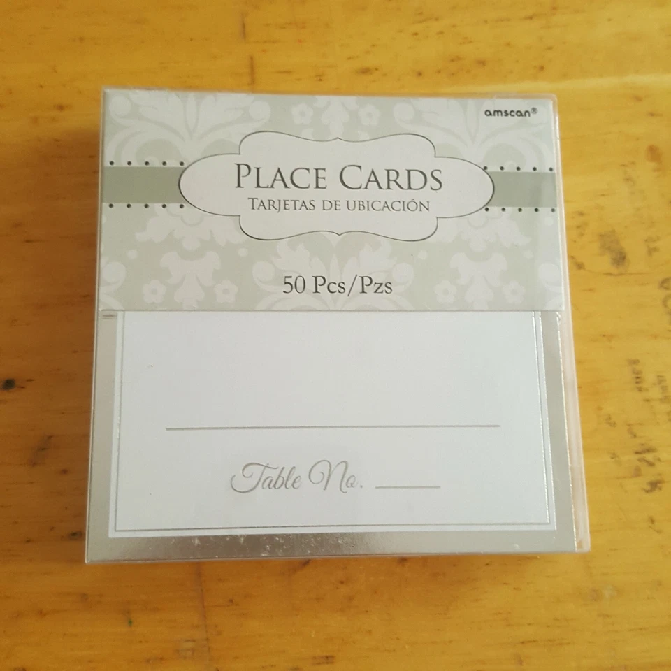Nuevo en caja mesa boda tarjetas de lugar, plata metalizada pk 50 Foto 1 de 1
