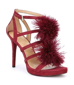MICHAEL Michael Kors Fara Suede Pom Pom Detail Dress Sandals, Mul Sizes Mulberry - Picture 1 of 4