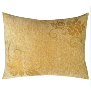 Chenille Beige Floral (Mustard Begonia) 22x30 Decorative Couch Pillow Cover Sham - Picture 1 of 5