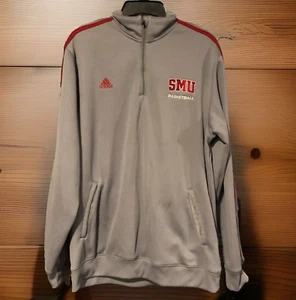 Adidas SMU Mustangs XL Basketball Pullover Jacket Gray Red Men's Quarter-Zip - Picture 1 of 11